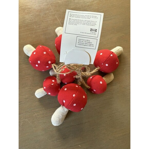 IKEA Ornament Mushrooms Set Of 8 Red Fabric Mushroom 006.046.08 Fast Ship - Picture 5 of 5